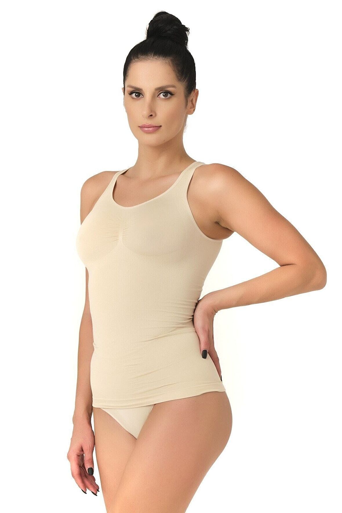 Dikişsiz Toparlayıcı Uzun Korse Atlet ten